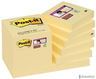 Bloczek samoprzylepny POST-IT_ Super Sticky (622-12SSCY-EU), 46,7x46,7 mm, 12x90 kart., żółty
