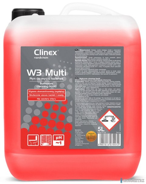 CLINEX Płyn do mycia sanitariatów W3 Multi 5l CL77119