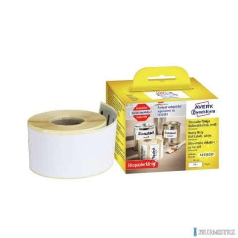 Etykiety Heavy Duty w rolce do drukarek termicznych DymoTM , 170 etyk. / rolka, 59 x 190 mm , poliestrowe, trwałe, białe, AVERY 