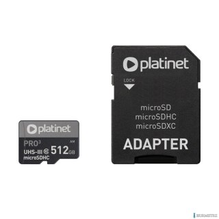 Karta pamięci Micro SDhc + adapter 512GB class10 UIII A2 90MB/s Platinet PMMSDX512UIII