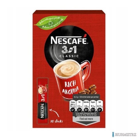 Kawa NESCAFE CLASSIC 3w1 10 x paluszek 1,65g rozpuszczalna