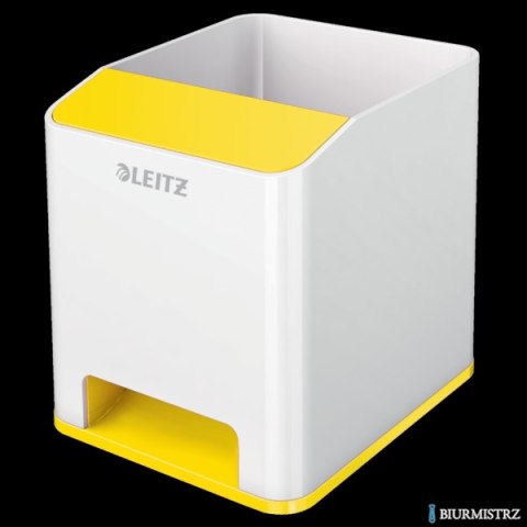 Kubek na długopisy Leitz WOW ze wzmacniaczem dźwięku, żółty 53631016