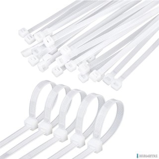 Opaski zaciskowe mix wymiarów 300-370x3.6-4.8mm białe (100) tretytki trytytki