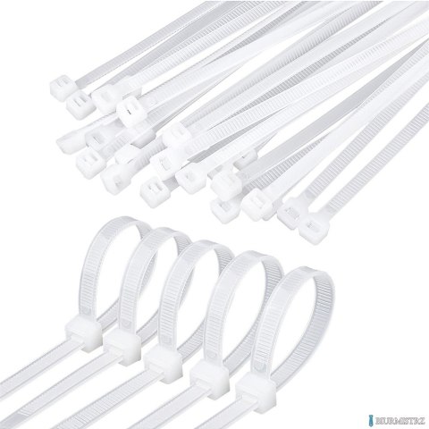 Opaski zaciskowe mix wymiarów 300-370x3.6-4.8mm białe (100) tretytki trytytki