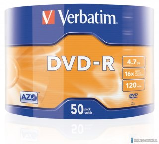 Płyta DVD-R VERBATIM (50) 4,7GB 16x Spindle Matt Silver Wrap 43788
