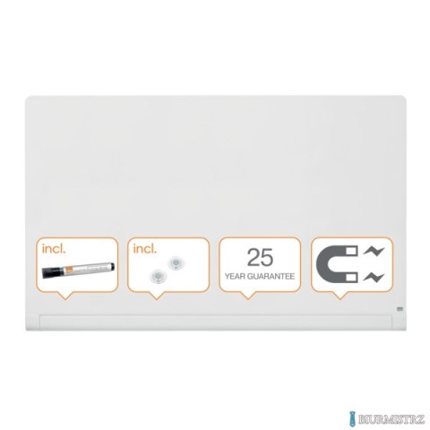 Szklana tablica Nobo Impression Pro z zaokrąglonymi rogami 1900x1000mm, lśniąca biel 1905193