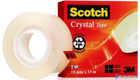 Taśma biurowa SCOTCH Crystal Clear (600), transparentna, 19mm, 33m, w pudełku