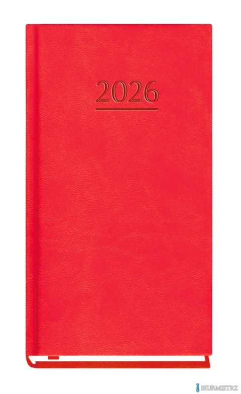 Terminarz Kieszonkowy 90x165mm 2026 - czerwony Michalczyk i Prokop T-231V-C kalendarz 1 tydzień na 2 stronach