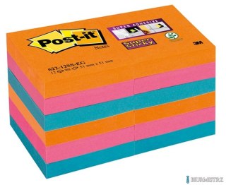 Bloczek samoprzylepny POST-IT_ Super Sticky (622-12SS-EG), 47,6x47,6mm, 12x90 kart., paleta Bangkok