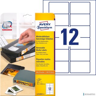 Etykiety na kasety L4742REV-25 78,7 x 46,6 25ark Usuwalne, Avery Zweckform