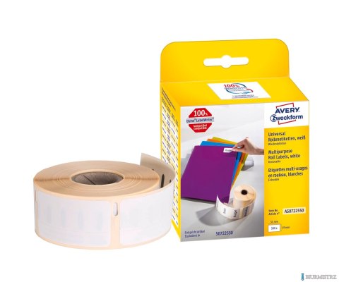 Etykiety uniwersalne AS0722550 19x51 500et. w rolce do termodruku, usuwalne, białe, Avery Zweckform