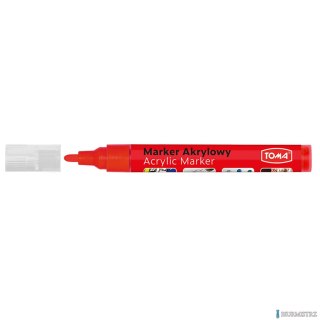 Marker akrylowy, fibrowa końcówka okrągła 2-5mm, czerwony metalic TO-402 Toma