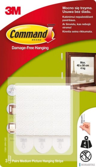 Nowy indeks klk088 Rzepy Command_ (17201 PL), do wieszania obrazów, duże, 3 szt., białe