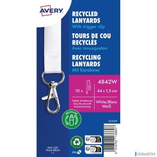 Smycze z recyklingowanego PET, 10 szt., 15 _ 440 mm, białe, 4842W