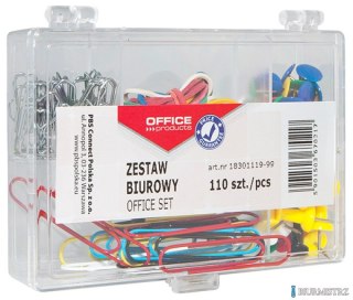 Zestaw biurowy (pinezki, gumki i spinacze) , mix 110szt., typu OFFICE PRODUCTS 18301119-99