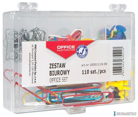 Zestaw biurowy (pinezki, gumki i spinacze) , mix 110szt., typu OFFICE PRODUCTS 18301119-99