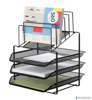 Zestaw na biurko Q-CONNECT OFFICE SET, metal, z sorterem dokumentów 3 szufladki, czarny