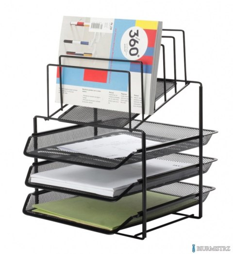 Zestaw na biurko Q-CONNECT OFFICE SET, metal, z sorterem dokumentów 3 szufladki, czarny