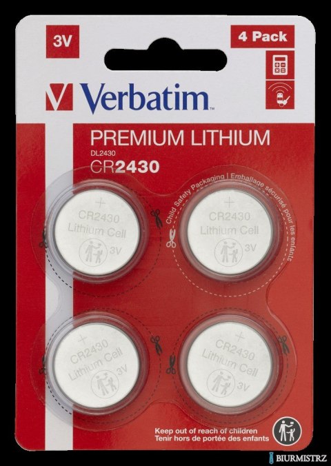 Baterie VERBATIM LITHIUM CR2430 3V BLISTER 4szt. 49534