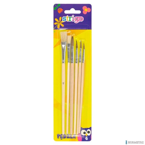 Drewniane pędzle 6szt. blister STRIGO SSC031