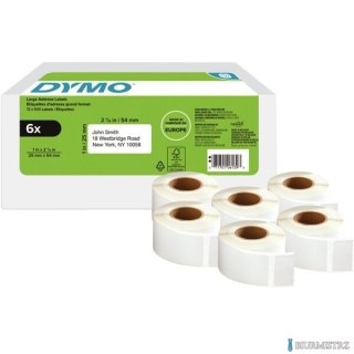 Etykieta na adres zwrotny - 25 x 54 mm, biała - VALUE PACK 6 szt 2177564 DYMO