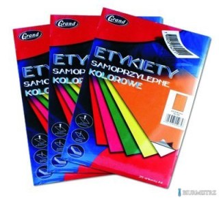 Etykiety samoprzylepne kolorowe A4, pomarańczowy, 25 arkuszy GRAND 150-1066
