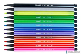 Flamastry szkolne 12 kolorowe, spieralne, cienka końcówka, mix TO-591 Toma