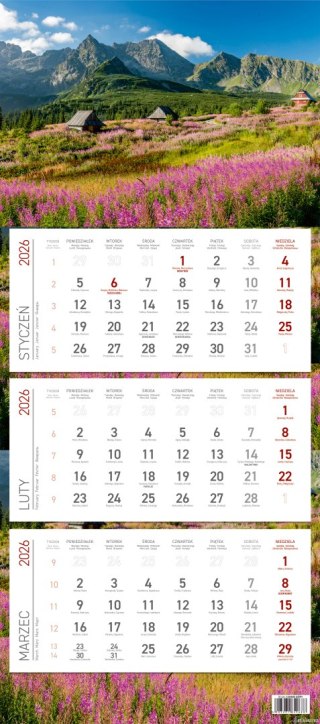 Kalendarz trójdzielny ekonomiczny KS045B GÓRY 2026 WOKÓŁ NAS
