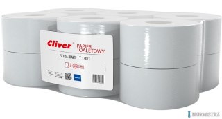 Papier toaletowy 130/1 (12 rolek) 130m 1warstwa extra biały makulatura JUMBO CLIVER 6057