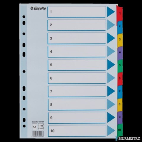 Przekładki kartonowe MYLAR A4 1-10 100161 białe ESSELTE