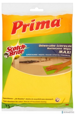 Ściereczki uniwersalne PRIMA Maxi Jak bawełna, 15szt., żółte