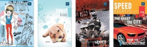 Zeszyt A5 16k 3linia kolorowa mix INTERDRUK