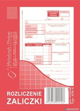 409-5 Rozliczenie zaliczki MICHALCZYK&PROKOP A6 40 kartek