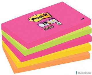 Bloczek samoprzylepny POST-IT Super Sticky (655S-N), 127x76mm, 5x90 kartek, neonowe