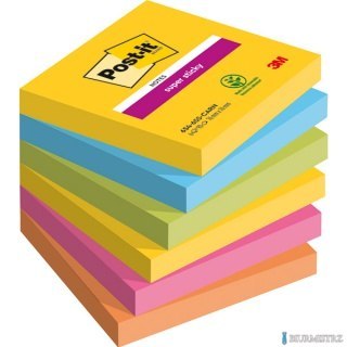 Bloczek samoprzylepny POST-IT Super Sticky, 76x76mm, 6x90 kart., CARNIVAL