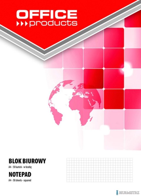 Blok biurowy , A4, w kratkę, 50 kart., 70gsm, typu OFFICE PRODUCTS 16045011-99