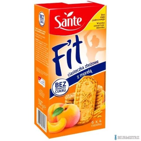 Ciasteczka zbożowe z morelą Fit bez cukru (6x4szt.) 300g SANTE