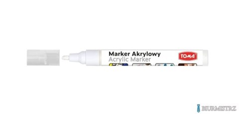 Marker akrylowy, fibrowa końcówka okrągła 2-5mm, biały TO-402 Toma
