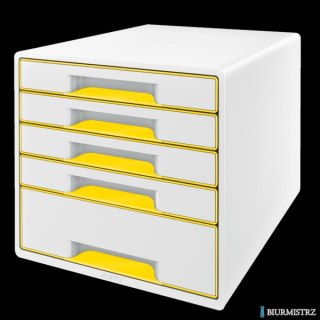 Pojemnik z 5 szufladami Leitz WOW, biały/żółty 52142016