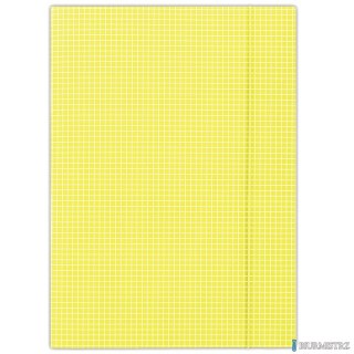 Teczka z gumką,A4, 400gsm,3skrzydła, DONAU żółta w kratkę FEP11 (X)