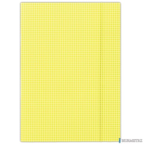 Teczka z gumką,A4, 400gsm,3skrzydła, DONAU żółta w kratkę FEP11 (X)