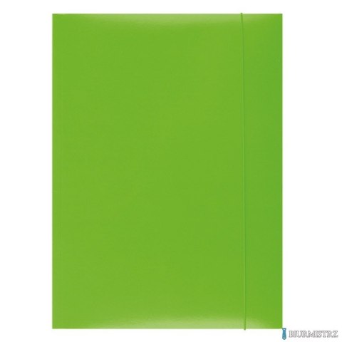 Teczka z gumką OFFICE PRODUCTS, karton/lakier, A4, 350gsm, 3-skrz., zielona 21191141-02