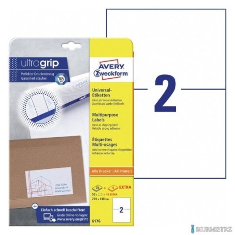Trwałe etykiety uniwersalne 6176 210 x 148 30ark Avery Zweckform