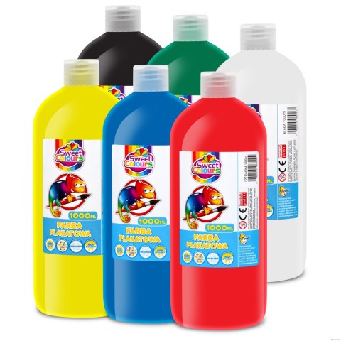 Zestaw 6 farb plakatowych w butelkach 1000ml mix Sweet Colours 60560 OTOCKI
