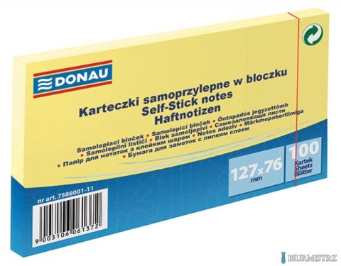 Bloczek samoprzylepny DONAU 127x76 żółty 758800
