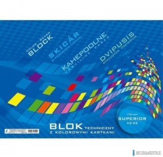 Blok techniczny kolorowy A3 10k KRESKA