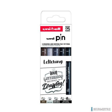 Cienkopis PIN 200, ZESTAW 5 SZT_LETTERING