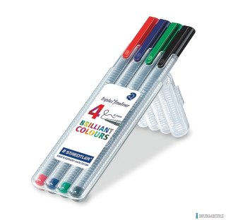 Cienkopis triplus, trójkątny, 0.3 mm, 4 kol. w etui box, Staedtler S 334 SB4
