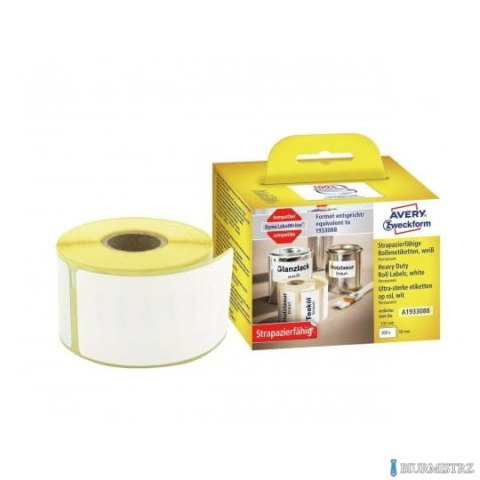 Etykiety Heavy Duty w rolce do drukarek termicznych DymoTM , 300 etyk. / rolka, 59 x 102 mm , poliestrowe, trwałe, białe, AVERY 