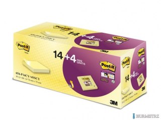 Karteczki samoprzylepne POST-IT_ (654-P14CY+4SSCY), 76x76mm, 14+4x90 kart., żółte, GRATIS